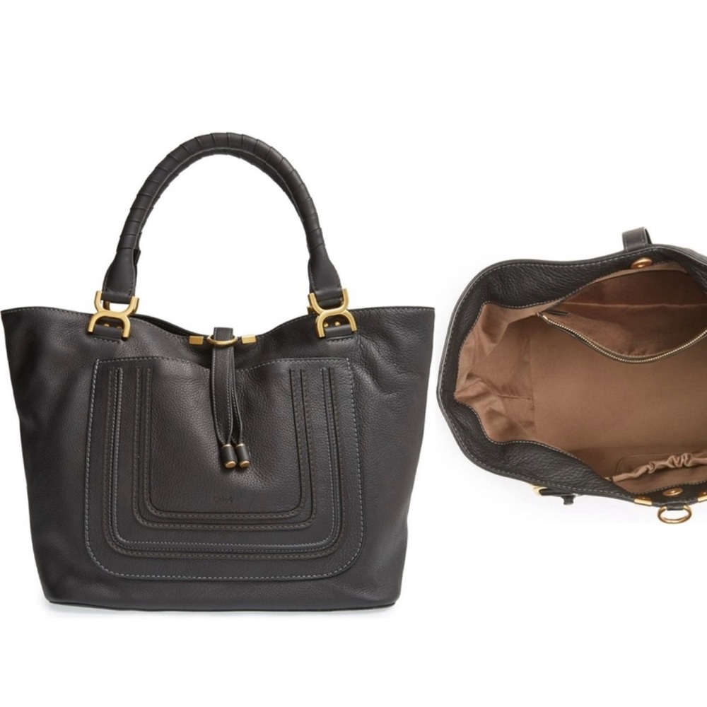 Chloe Black Quilted Tote with Gold Hardware